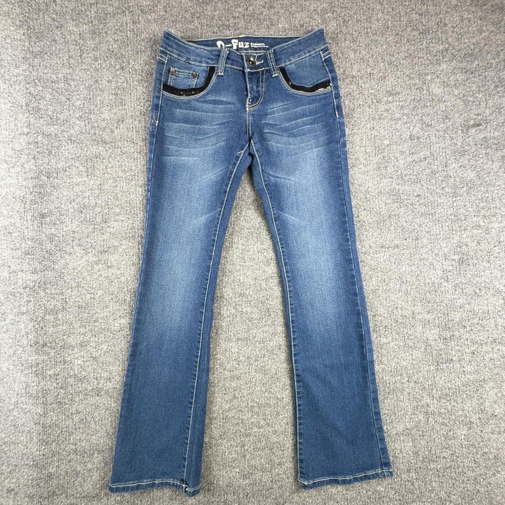 Y2K D-Fuz Jeans Juniors 5/6 Blue Straight Slim Stretch Sequin Pocket Denim Pants